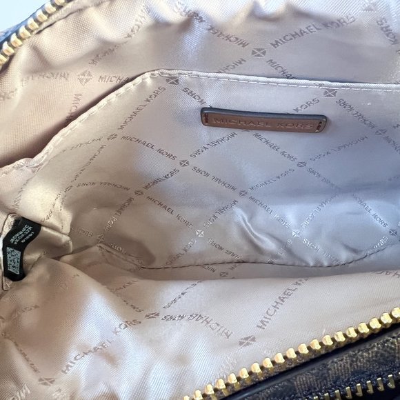 Michael Kors Jet Set Item Medium Travel Pouch Double Zip Wristlet MK Brown - Picture 12 of 13